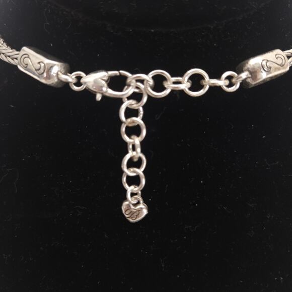 Brighton Mercer Necklace Woven Chain Link Silver Chunky Hammered Artisan 19" - Picture 4 of 7